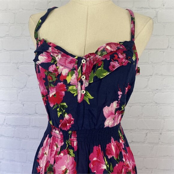 ⭐ 3/$15 Hollister Small Blue Pink Floral Y2K Ruffle Babydoll Mini Dress - Picture 3 of 11